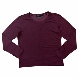Monrow Burgundy V-Neck Long Sleeve Top